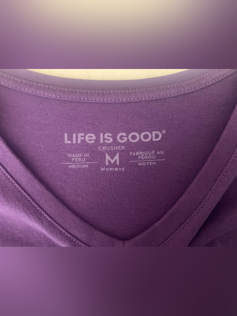 Life Is Good Purple V-Neck Tee with Horse & Girl Graphic - M - Picture 2 of 7